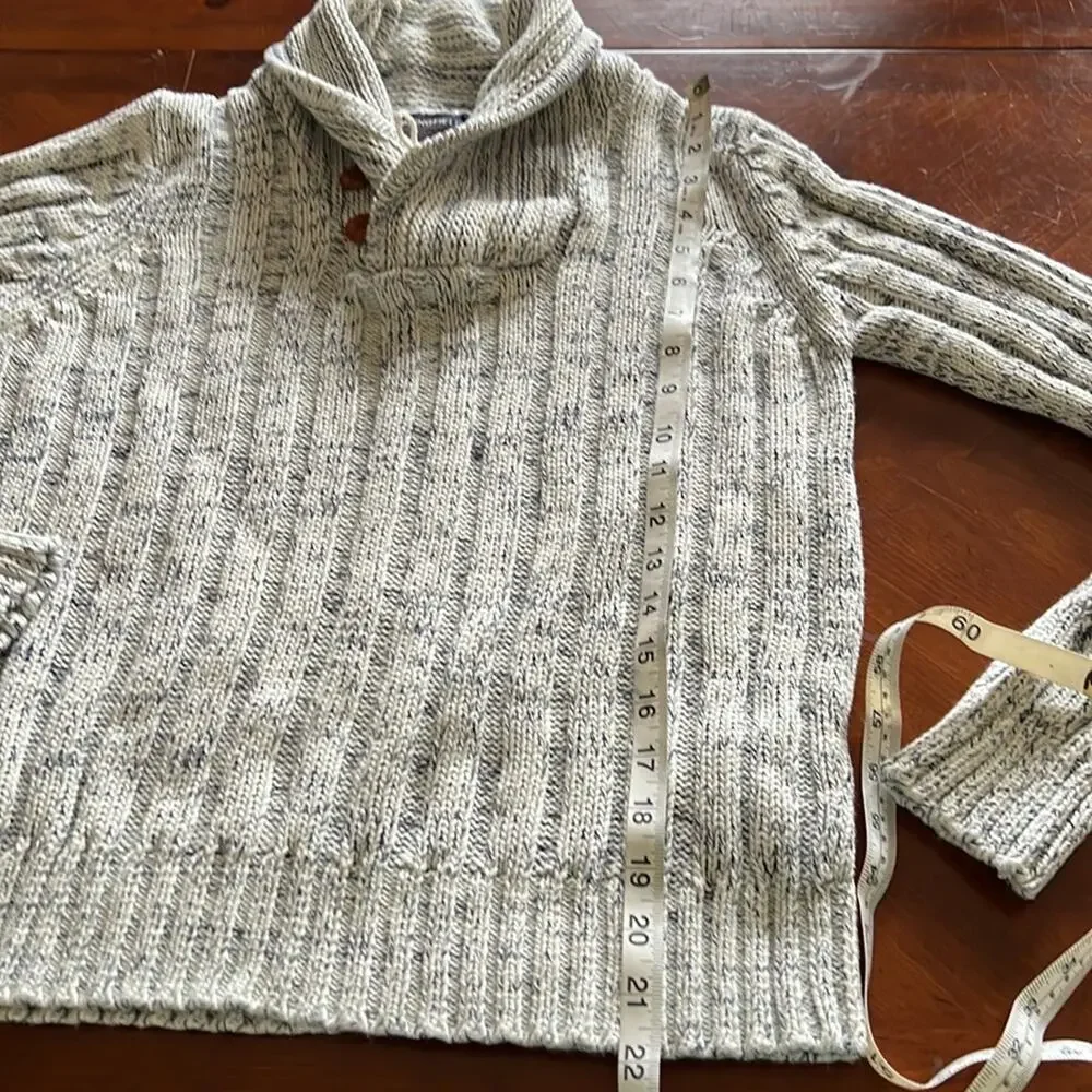 Springfield Mens Small Blue & White Cotton Knit Sweater Marled Pullover Y2K